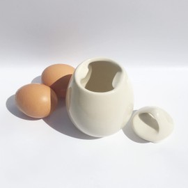 AggCoddler - Scandinavian Porcelain 4-Piece Egg Coddler with Serving Tray Set- Minimalist Design Egg Poacher Cooker for Quick and Easy Breakfast or Elegant Display - Small Julia