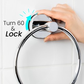 DeHUB Ring Towel Hanger for Bathroom, Shower, Sink, Countertop, Easy Installation, No Drilling, No Glue, Reusable Suction Wall Mounted, Home Decor Essentials, Silver
