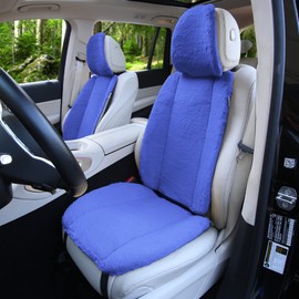 FH Group Front Set Faux Rabbit Fur Car Seat Covers, Universal Fit, Car Seat Cushion, Airbag Compatible Car Seat Cover for SUV, Sedan, Van Blue