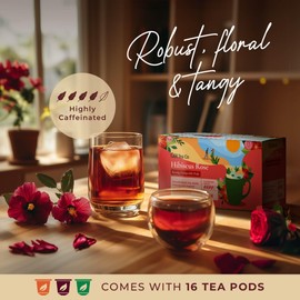 Gya Tea Co Hibiscus Rose Black Tea K Cups for Keurig (16 ct) - High Caffeine Tea Pods for Keurig Rich in Chamomile - Smooth Tangy Rose Tea Hibiscus Keurig Tea Pods 2.0 & 1.0 Fruit Tea & Herbal Tea