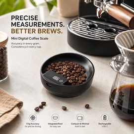 Mini Digital Coffee Scale for Espresso Brewing – 0.1g Precision Portable Bean Weighing Scale for Kitchen & Travel