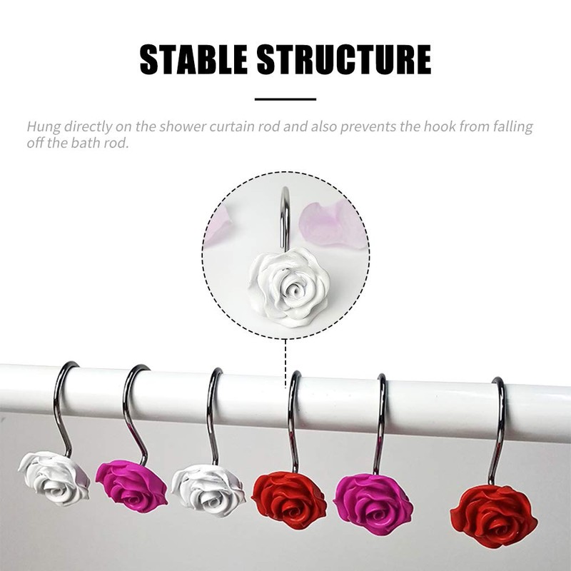Actpe 12pcs Shower Curtain Hooks, Home Decorative Rustproof Shower Curtain