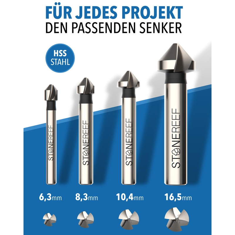Countersink Set of 4 [6.3, 8.3, 10.5, 16.5 mm] HSS