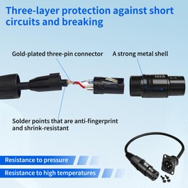Laratechuu 13.8in D Type XLR Connector Cable [New Version 2025] D Type Connector Cable D Series Pass Through Cables 3 Pin XLR D Series Short Cord for Audio Equipment Mixers with Screws (M to F)