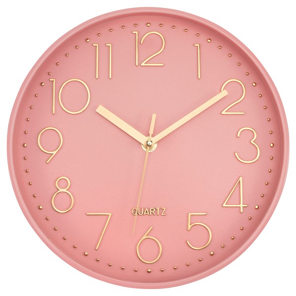 Lumuasky Pink Wall Clock Modern Battery Operated Analog Small Cute