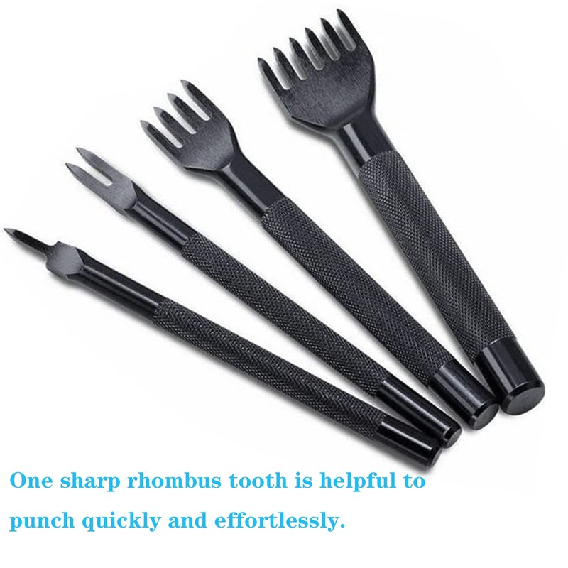 Yuentoen 4 Pcs Sharp Head Pricking Iron Leather Hole Punch,