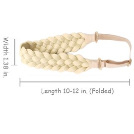 Hann 3 Pieces 5 Strands Synthetic Hair Braided Headband Classic Chunky Wide Plaited Braids Elastic Stretch Hair Piece Women Girl Beauty accessory (Platinum Blond)