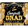 Graduation Backdrop 10x8ft Black and Gold Congrats Grad Photo Background