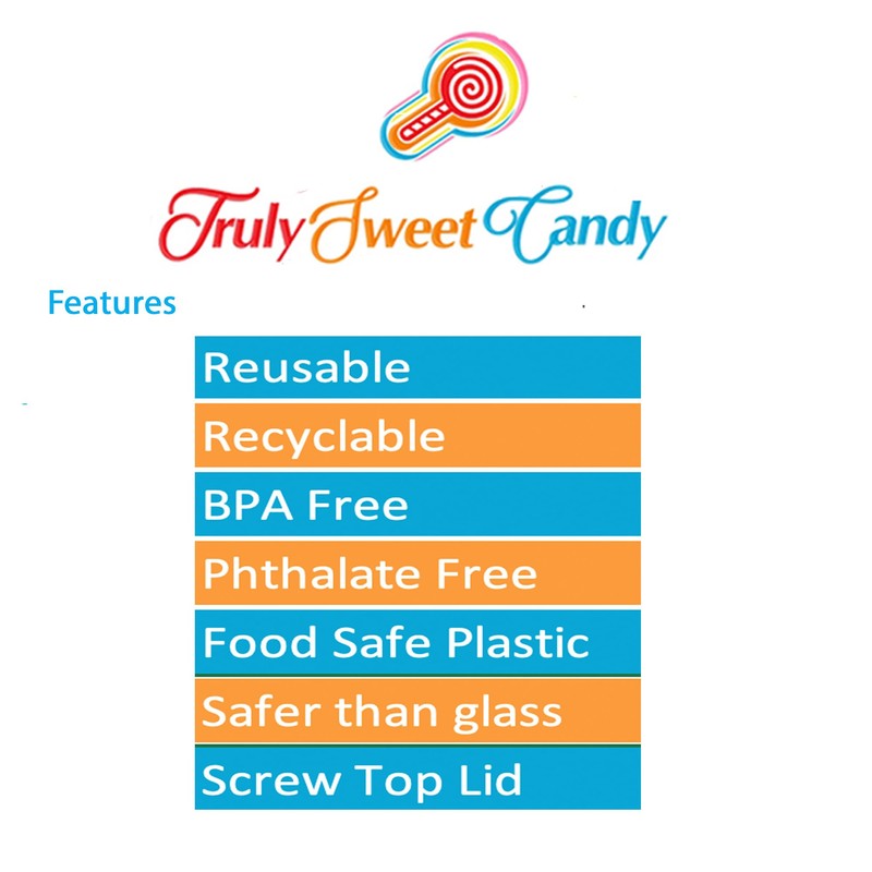 10 Assorted Plastic Sweet Jars, 2 tongs, 50 Bags for