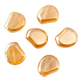 Exceptional Beauty 10 pcs Hyacinth Bean Glass Beads Orange Amber AB Mirror Finish 15x13mm