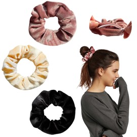 Mauts-inus Invisible Zipper Scrunchies for Women，100% Velvet Scrunchies for Hair，Dark Colors Classic High Elastic Scrunchy for Hair，scrunchies Compartment for Cash Cards Keys Pills Valuables