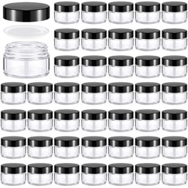 Domensi 60 Pcs 1oz Glass Jars with Lids Bulk Salve Tins Small Glass Candle Jars Cosmetic Jars for Travel with Inner Liners Containers for Lotions Sample Cream(Clear, Black Lid)