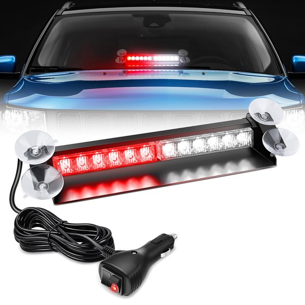 Nilight 12LED Traffic Advisor Strobe Light Bar Red White Emergency