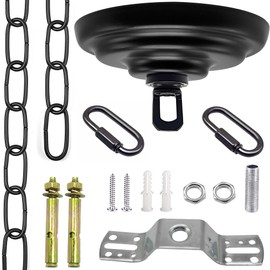 ECUDIS Heavy Duty Canopy Kit and 6 Feet Pendant Light Fixture Chain for Chandelier or Swag Light Fixtures, Maximum Weight of 50 Pounds, 5 Inches Diameter，Vintage Black
