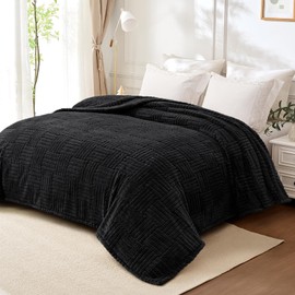 Whale Flotilla Cuddly Blanket, Fluffy Blanket, Fleece Blanket, Plush and Soft Blanket, Cosy and Warm Sofa Blanket, Bedspread, 150 x 200 cm, Black