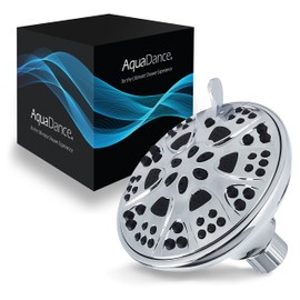 AquaDance High Pressure 6-Setting, Large 5-Inch Shower Head with Full Chrome Finish, Tested to Meet US Quality Standards, Angle-Adjustable, and Tool-Free Installation
