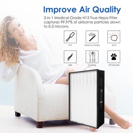 Flintar Type A2 H13 Grade True HEPA Replacement Filter, Compatible with Room Air Purifier FAP-C02-A2, FAP-C03-A2, FAP-T03-A2, FAP-SC02L, Part # 1150101, Filter A2, 1-Pack