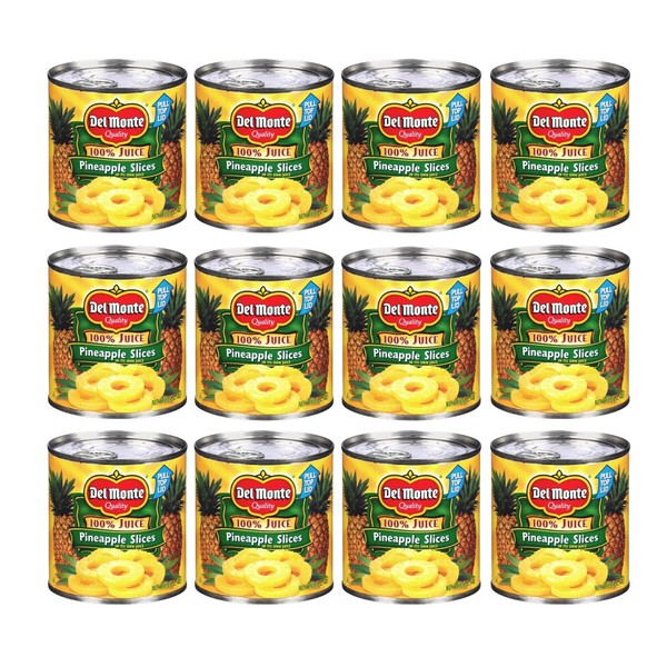 Del Monte MONTE Sliced Pineapple in 100% Juice, Canned Fruit, 12 Pack, 15.25 oz Can 15.25 Ounce (Pack of 12)