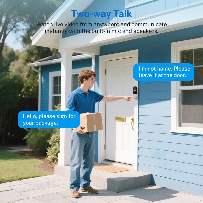 SwagBuzz Wireless 1080p Wi-Fi Video Doorbell Camera with Night Vision,