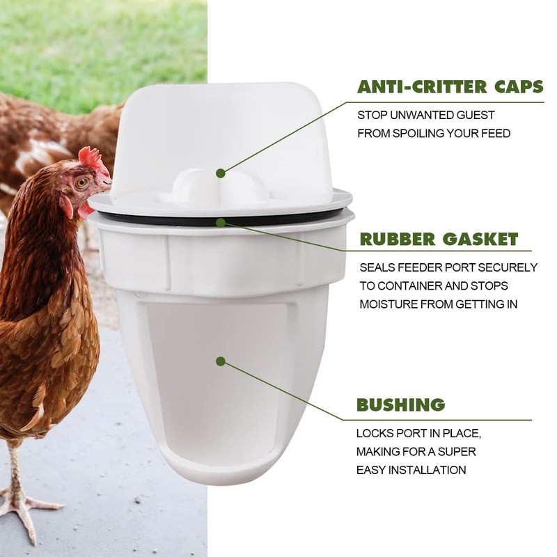 Chicken Feeder Kit, No Waste Waterproof Automatic Poultry Feeder 4