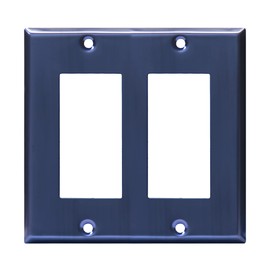 ENERLITES Double Decorator Switch Metal Wall Plate, Stainless Steel Dual Outlet Cover, Corrosion Resistant, Standard Size 2-Gang 4.50" x 4.57", Stainless Steel 201, 7732-BBL, Brushed Blue