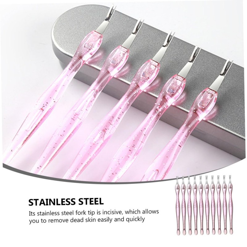 SAFIGLE 10Pcs Manicure Dead Skin Forks Removers Durable Nail Art