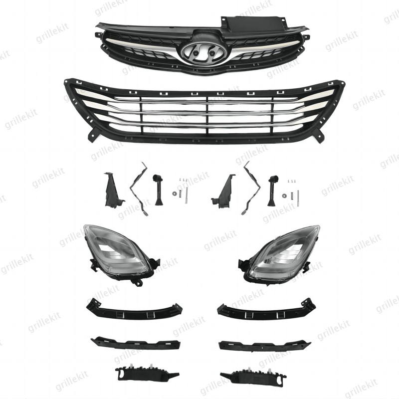 ROKY 10PC For Elantra 2011-2013 Front Chrome Grille Mesh Fog