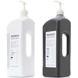 MEEDEN Pintura acrílica de cuerpo suave: blanco y negro, 2 x 2L/69 onzas, pintura fluida para artistas a granel con bomba, acabado mate y alta consist