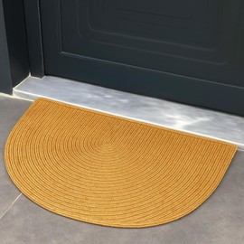 Boho Half Circle Door Mat – Jute Wicker Semi Circle Rug for Bathroom, Kitchen, or Entryway – Non Slip & Washable – Natural Tan - 20" x31