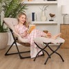 Mordchil HF Folding Saucer Chair with Ottoman, Foldable Comfy Faux-Fur