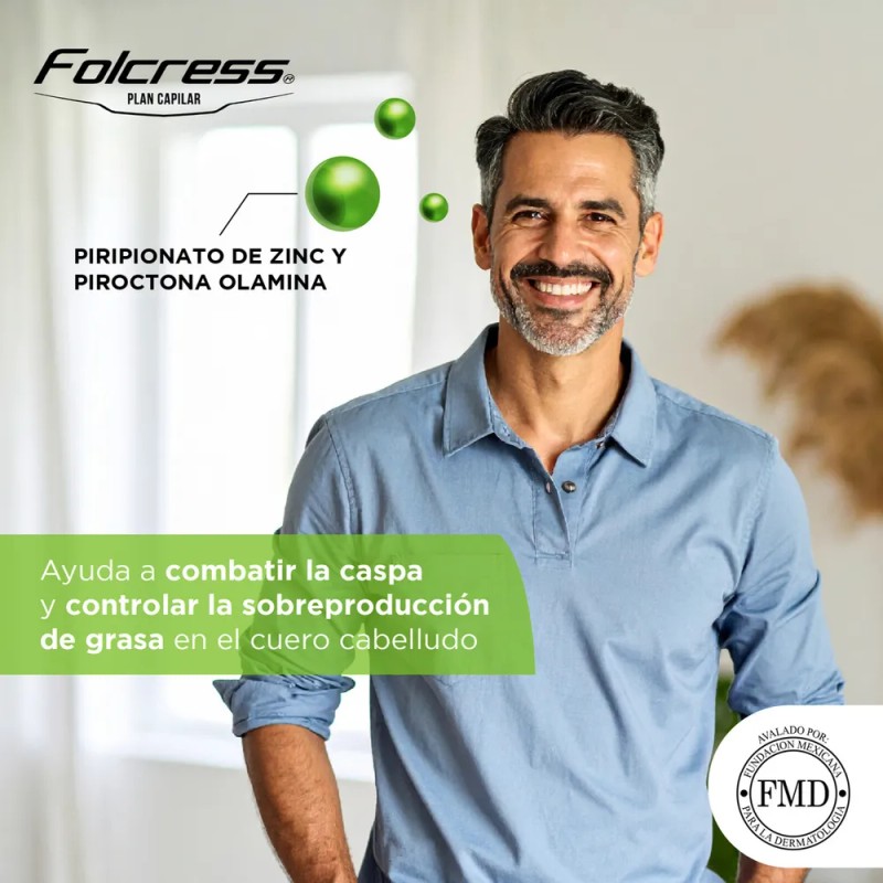 Folcress Shampoo Control Caspa para Hombre - Anticaspa, Ozonizado, Fórmula