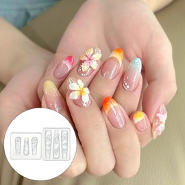 LIQWEI 2 Pcs Silicone Nail Art Flower Molds, 3D Gel Nail Art Flower Charms, Nails Stencils Manicure Carved Template Accessories for Women DIY Nails Supplies
