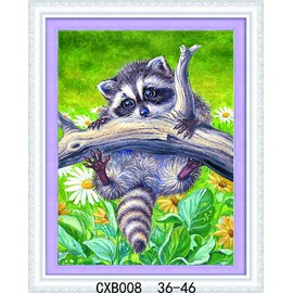 Amiiba Cross Stitch Set Pre-Printed for Adults Beginners Raccoon 11ct Embroidery Kit Embroidery Kits