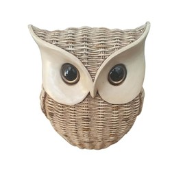 ADEXTOT Owl Resin Statue Outdoor Window Decor Garden Yard Patio Decorations Animal Sculptures Owl Stakes Ornaments Rattan