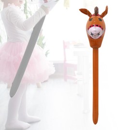 Milageto Hobby Horse Stick Toy,Horse Riding Stick, Fun Portable Cartoon Lovely Horse Head Stick, for Kids, Cowboy, Cowgirl Party, Brown