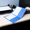 1InTheOffice Blue Folders with Pockets, Letter Size 2-Pocket Embossed Paper