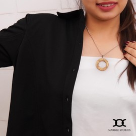 Marble Stories Marble Necklaces for Women Trendy, Long Ring and Heart Necklace for Womens, Western Jewelery Gift for her (Small Ring - Coral)