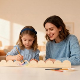 6 Pack Unfinished Scalloped Decorative Wood Trim 1.57" x 15.75" Scalloped Edge Wood Molding with Adhesive Glue Dots Wooden Moulding Trims for DIY Crafts Cabinet Shelf Wall Window Door