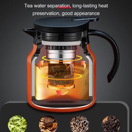 Thermal Coffee Carafe, 34 oz / 1 L Insulated Teapot Stainless Steel Insulated Jug Coffee Dispenser with Removable Tea Egg (Orange)