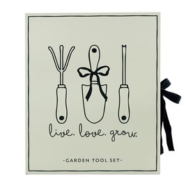 Garden Gift Set - Gift Boxed | Elegant Book Box, Live Love Grow 3- Piece Garden Tool Set