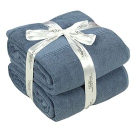 600 GSM - 40 x 80 Inches - 100% Cotton Bath Sheets Pack of 2 - Highly Absorbent Extra Large Bath Sheet Towels Set - Jumbo Oversized Cotton Bath Sheets Towels - Super Soft Hotel Quality Towel (Blue)