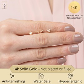 MAX + STONE 14K Helix Piercing Tragus Jewelry Gold Cubic Zirconia Earrings for Women Square | Single Comfy Flat Back Cartilage Stud | Hypoallergenic