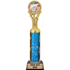 Mini Golf Trophies, 11" Blue Stars Mini Golf Trophy Award, Free Engraving