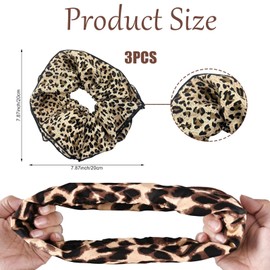3 PCS Leopard Print Scrunchie, Soft Fabric Hair Scrunchies for Women, Print Hair Accessories for Various Hairstyles, Black and Brown Leopard Designs