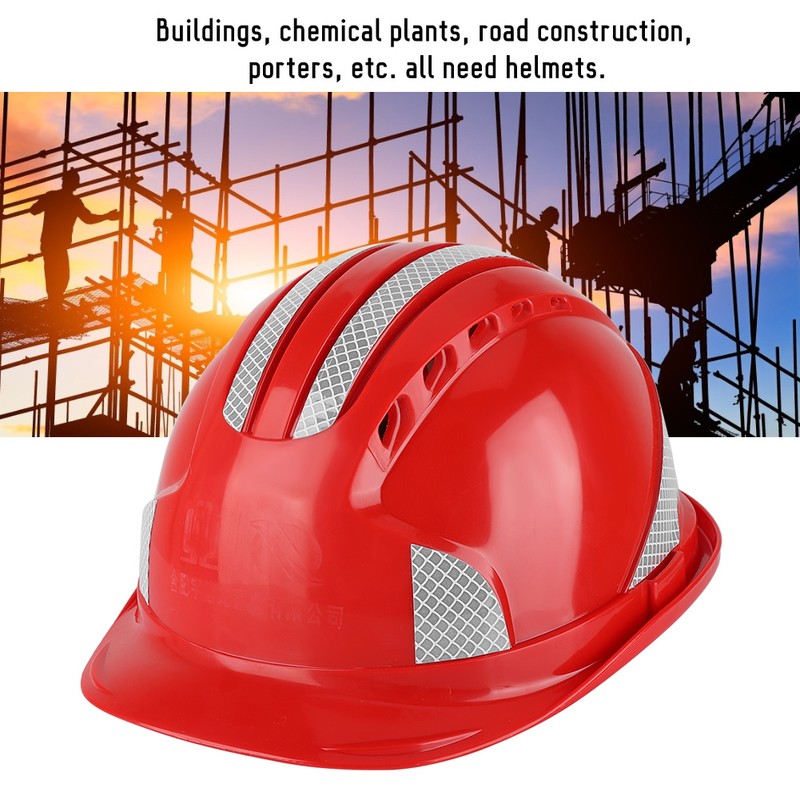 Construction Site Protective Cap Ventilate ABS Hard Hat Reflective Stripe