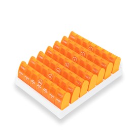 CINIBOX VIDA 7 – Tablettenbox 7 Tage – Melonengelb – Pillendose & Medikamentenbox mit jeweils 7 Fächern – leicht zu öffnen & sicher verschlossen – BPA-frei & lebensmittelecht – Made in DE