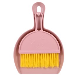 Shaloxar Small Broom and Dustpan Set,mini Compact Portable, for Home, Sofas, Kitchen countertops, Storage Shelves, Office desks, bathrooms, and pet Areas (Pink)