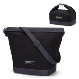 TOURIT Lunch Box for Women with Buckle Durable Wide-Open Foldable Tote Insulated Lunch Bag Women Work, Outdoor, Black