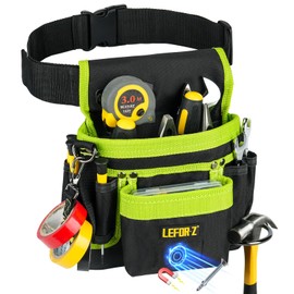 Tool Belt,Magnetic Tool Pouch,14-Pockets Tool Belts for Men,Detachable & Adjustable Tool Pouch belt for Electrician,Carpenter,Construction,Work Apron,Utility Belt,Black-Green