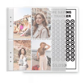 Photocard Binder A5, Pack of 25 Trading Card Sleeves and 1 Numbered Sticker Transparent Sleeves for Photos Cards Scrapbooks (19.5 x 15.6 cm, Anti-Reflex, PP Material) for Trading Cards Family Photos